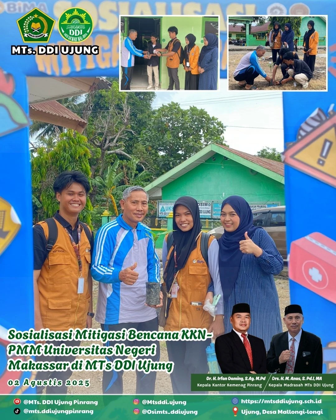 Sosialisasi Mitigasi Bencana KKN-PMM Universitas Negeri Makassar di MTs DDI Ujung