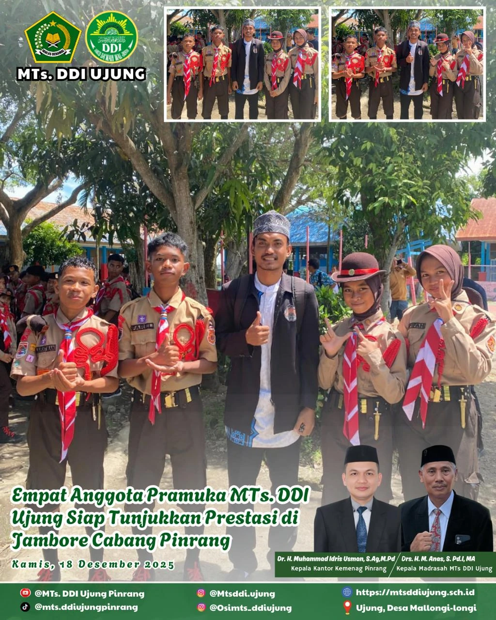 Empat Anggota Pramuka MTs. DDI Ujung Siap Tunjukkan Prestasi di Jambore Cabang Pinrang